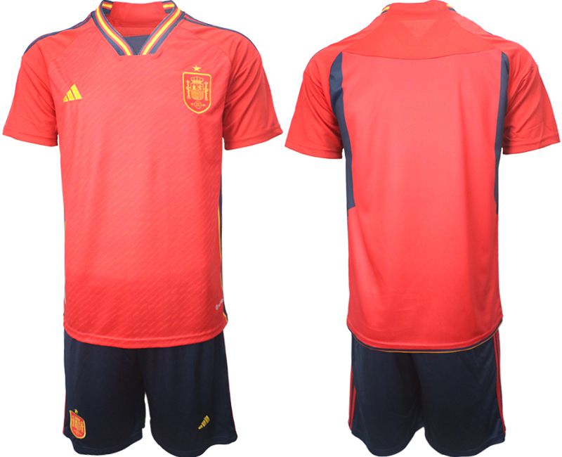 Men 2022 World Cup National Team Spain home red blank Soccer Jerseys